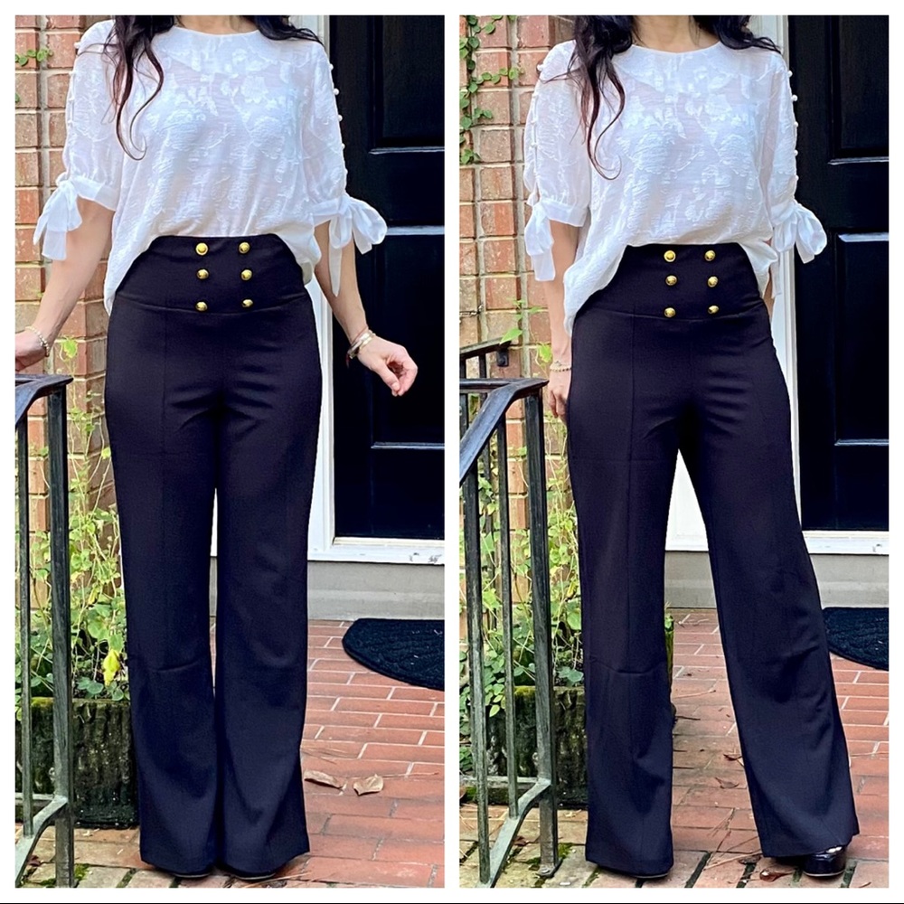 ✨SALE✨Chic black wide leg sailor style pants - Picture 7 of 11